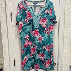 Caribbean Joe Tropical Print Dress
